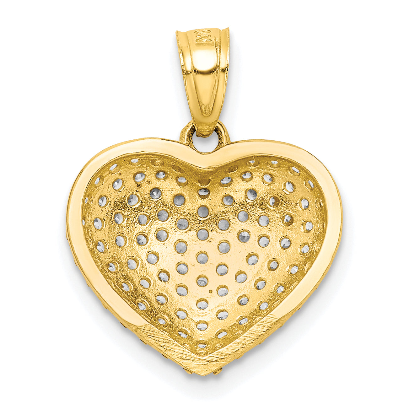 10k Yellow Gold CZ Micro Pave Heart Pendant