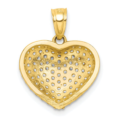 10k Yellow Gold CZ Micro Pave Heart Pendant