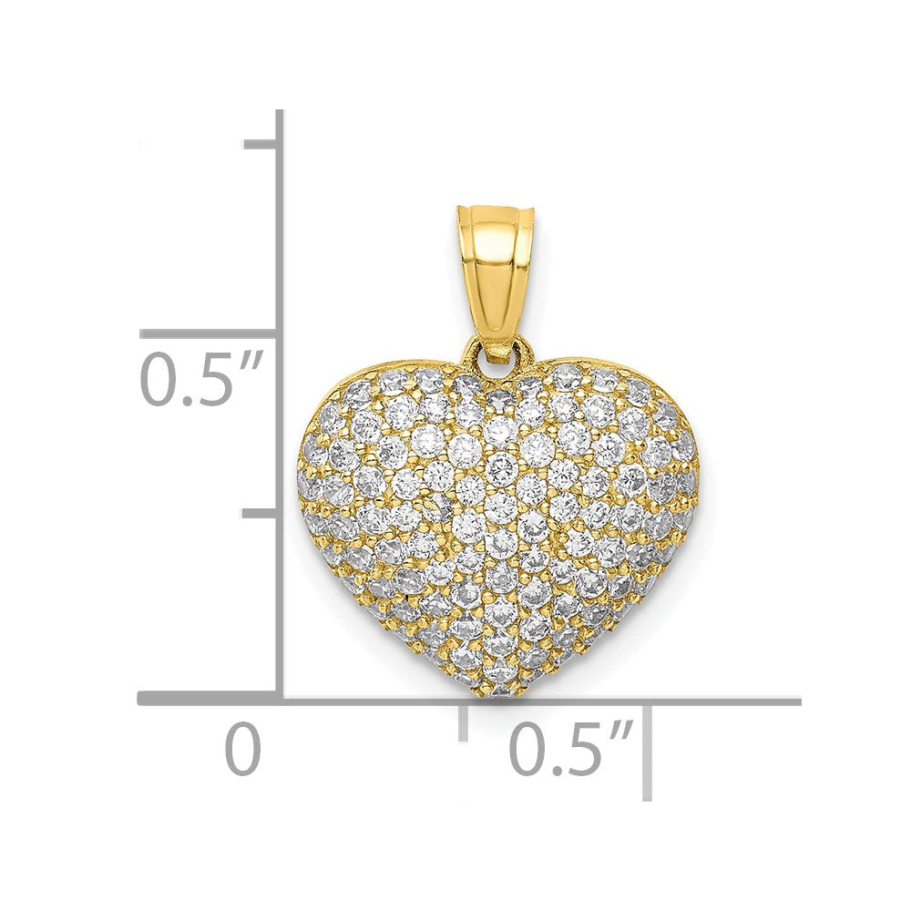 10k Yellow Gold 10K CZ Micro Pave Heart Pendant