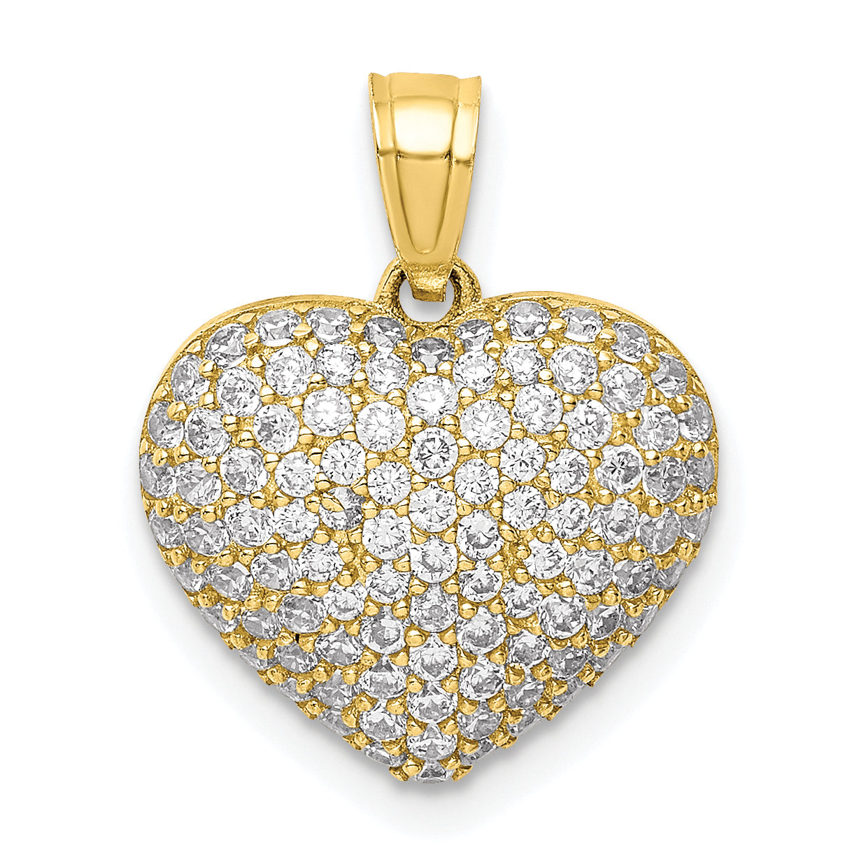 10k Yellow Gold CZ Micro Pave Heart Pendant