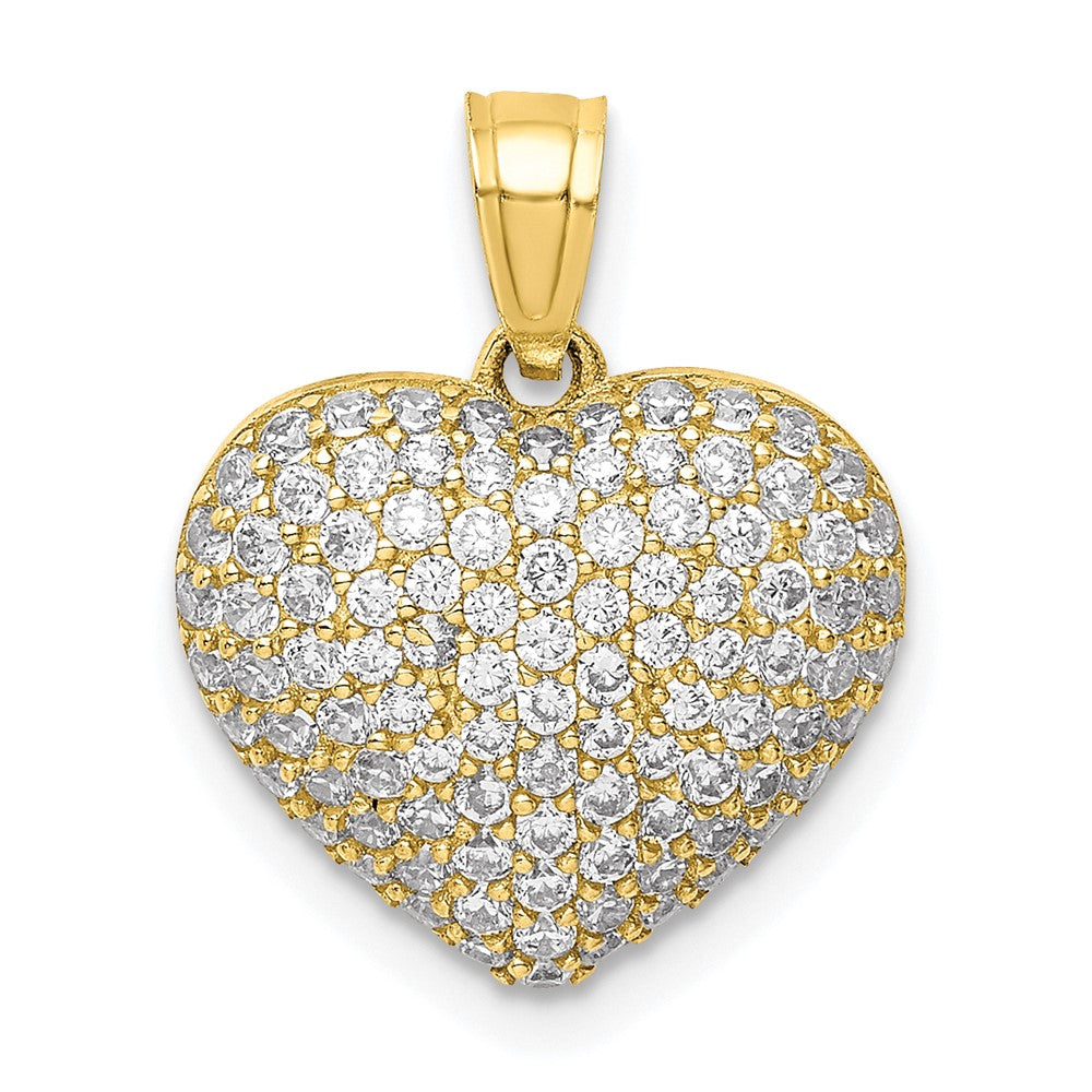 10k Yellow Gold 10K CZ Micro Pave Heart Pendant