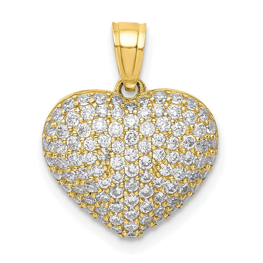 10k Yellow Gold 10K CZ Micro Pave Heart Pendant