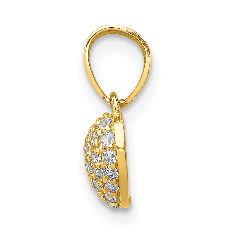 10k Yellow Gold CZ Micro Pave Heart Pendant