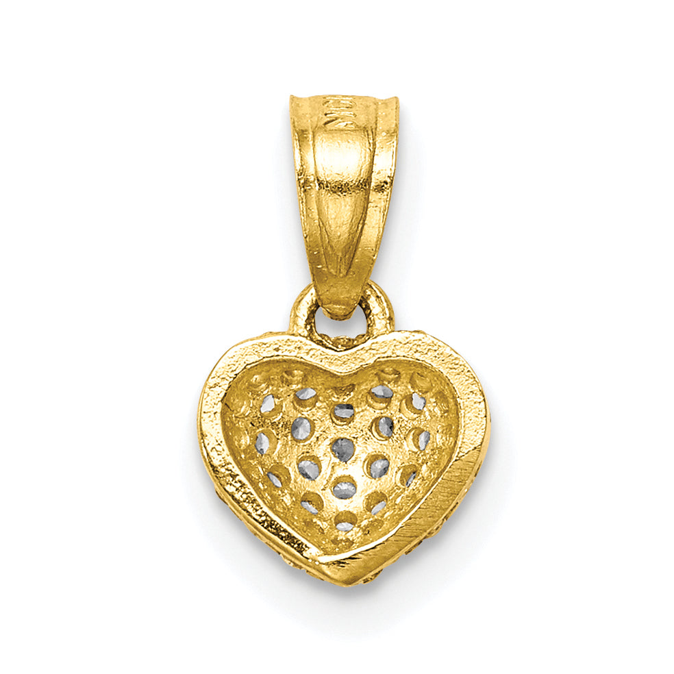 10k Yellow Gold CZ Micro Pave Heart Pendant