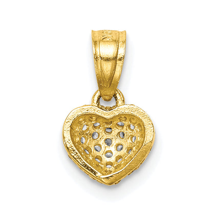 10k Yellow Gold 10K CZ Micro Pave Heart Pendant