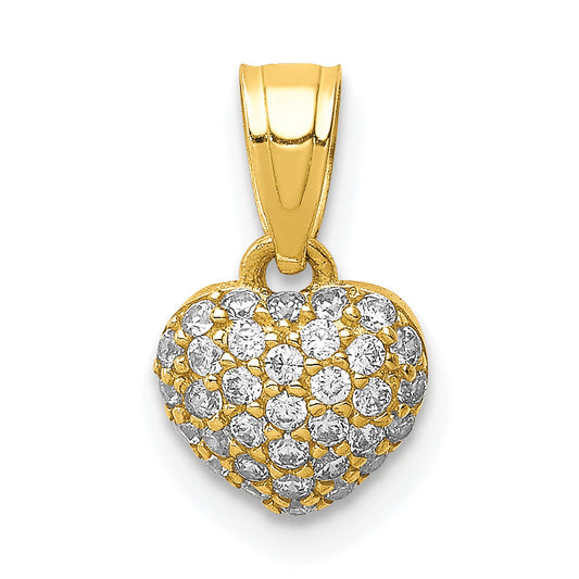 10k Yellow Gold CZ Micro Pave Heart Pendant