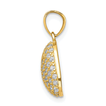10k Yellow Gold CZ Micro Pave Heart Pendant