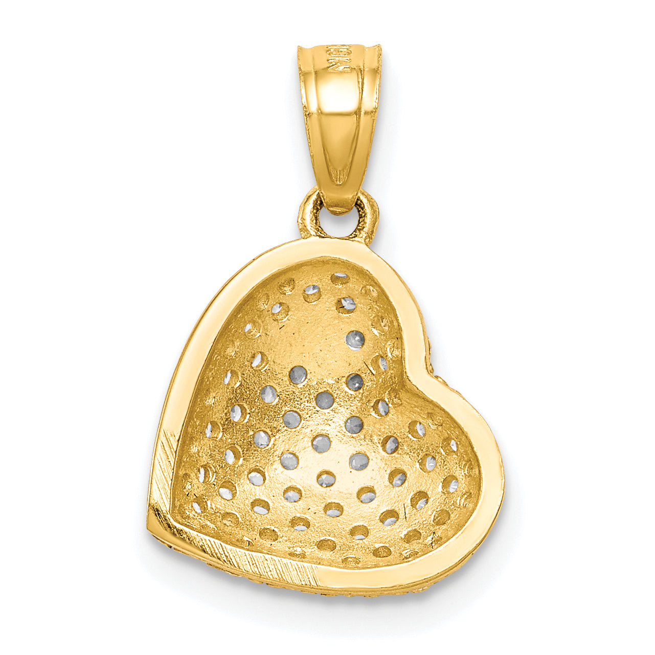 10k Yellow Gold 10K CZ Micro Pave Heart Pendant