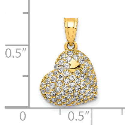 10k Yellow Gold 10K CZ Micro Pave Heart Pendant