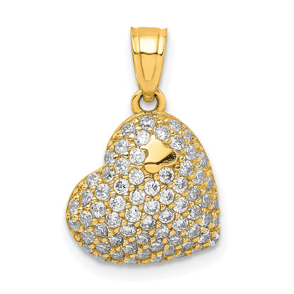 10k Yellow Gold CZ Micro Pave Heart Pendant