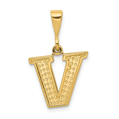 10K Yellow Gold 10Ky Initial V Pendant