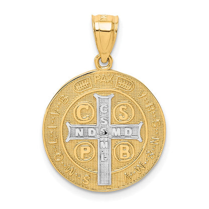 10k Yellow Gold w/Rhodium San Benito Medal Pendant