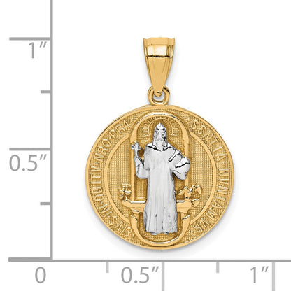 10k Yellow Gold w/Rhodium San Benito Medal Pendant