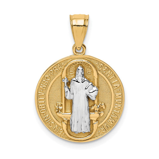 10k Yellow Gold w/Rhodium San Benito Medal Pendant