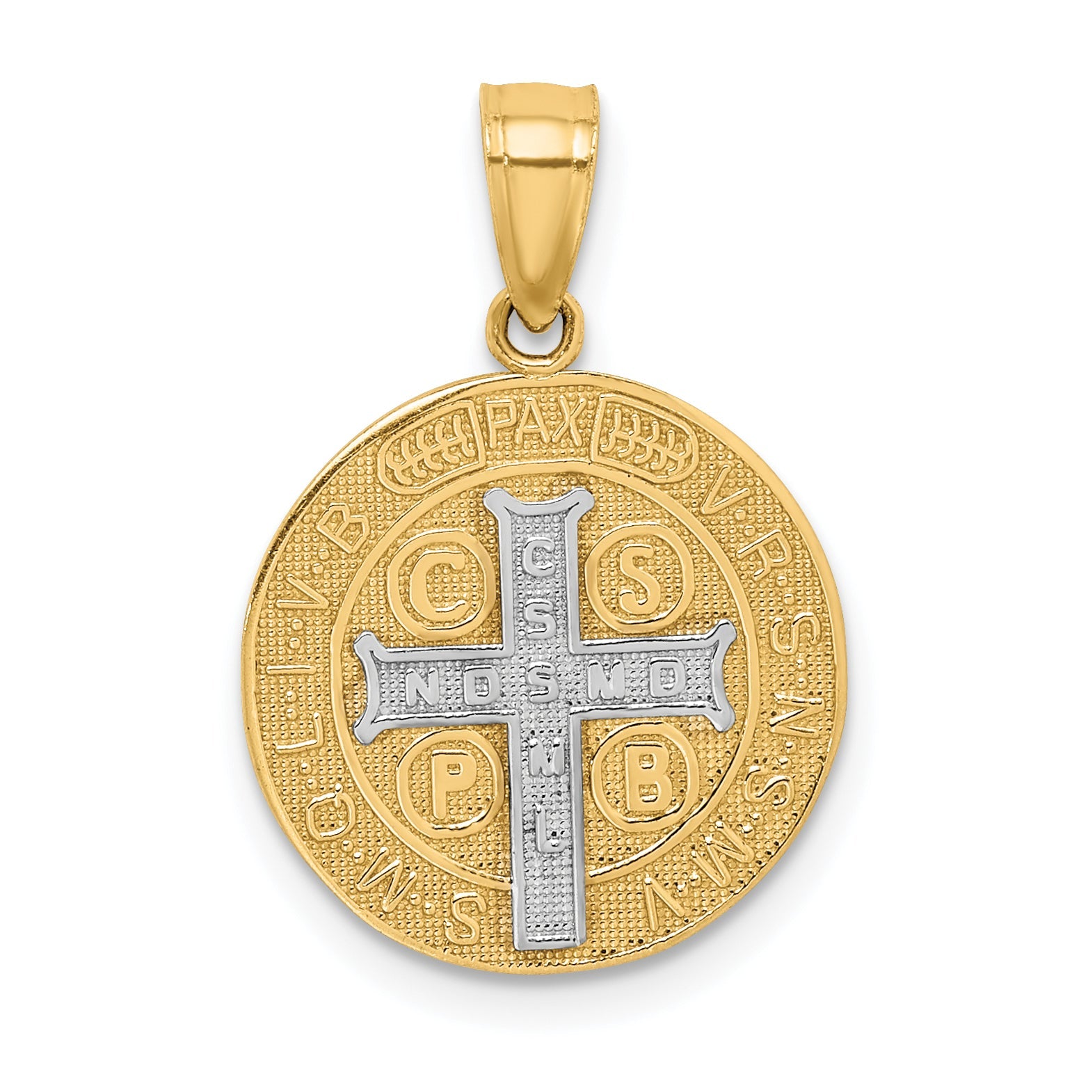 10k Yellow w/Rhodium San Benito Medal Pendant