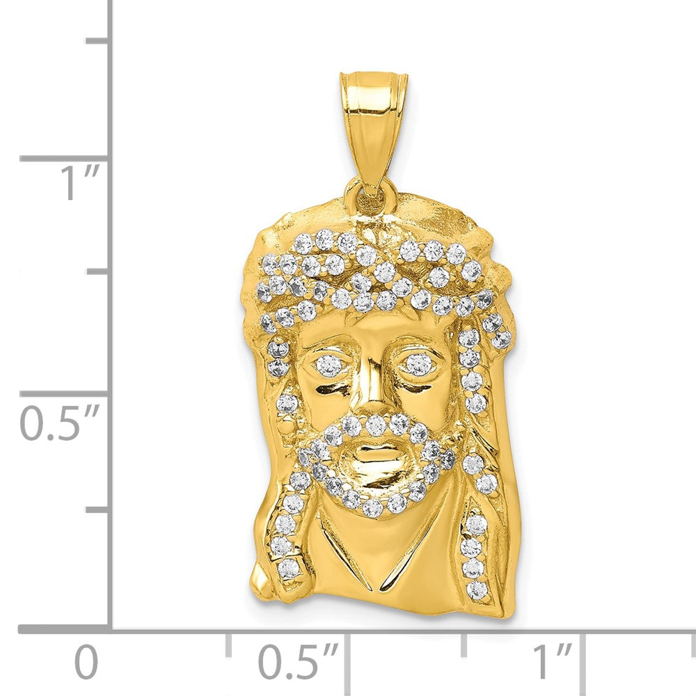 10k Yellow Gold 10K CZ Micropave Jesus Face Pendant