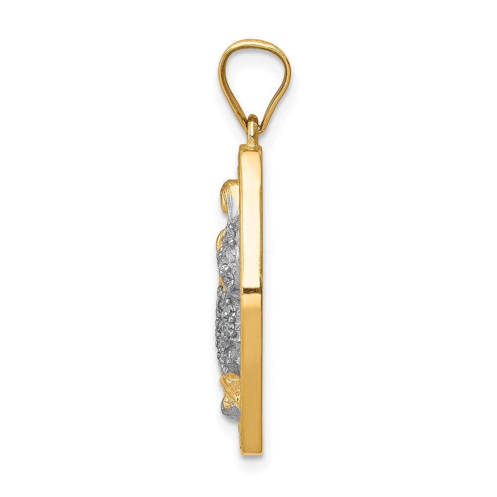 10k Yellow Gold w/Rhodium CZ Micropave Guadalupe Pendant