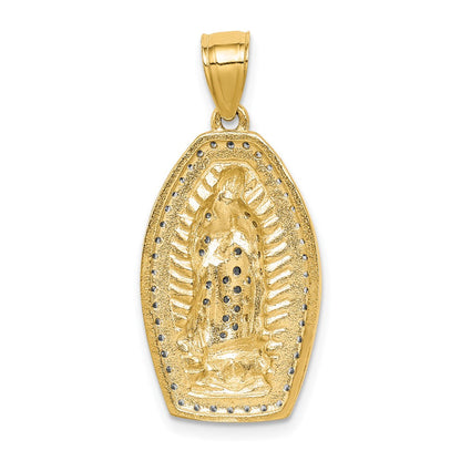 10k Yellow Gold w/Rhodium CZ Micropave Guadalupe Pendant