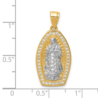 10k Yellow Gold w/Rhodium CZ Micropave Guadalupe Pendant
