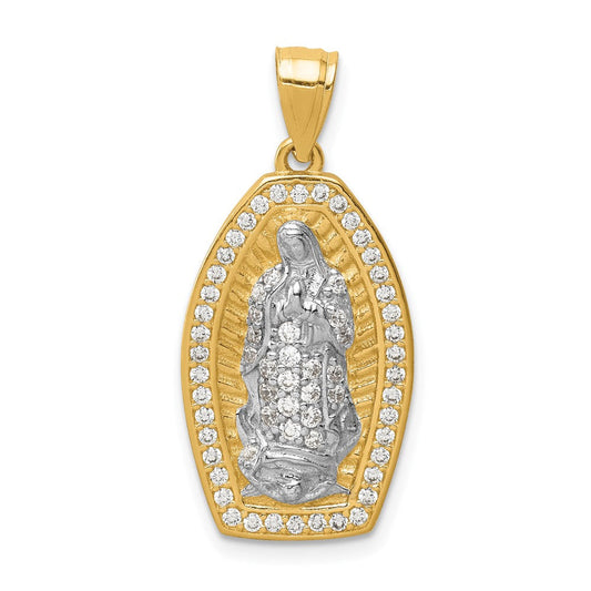 10k Yellow Gold w/Rhodium CZ Micropave Guadalupe Pendant