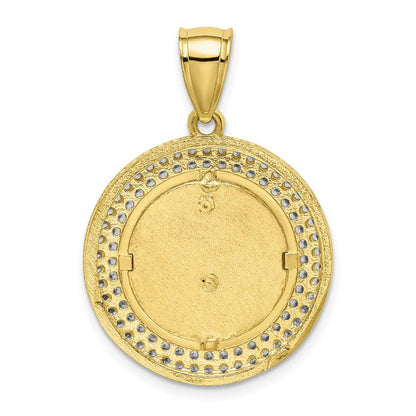 10k Yellow Gold w/Rhodium CZ Micropave Eagle Pendant