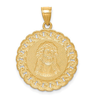 10k Yellow Gold w/Rhodium D/C w/Rhodium Jesus Face Pendant