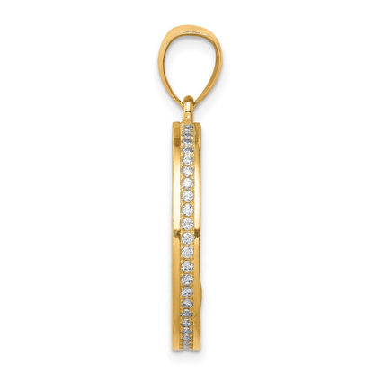 10k Yellow Gold w/Rhodium CZ Channel Edge Pave Jesus Face Pendant