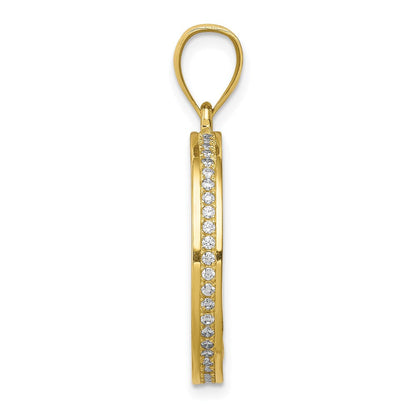 10k Yellow Gold w/Rhodium CZ Channel Edge Pave Last Supper Pendant
