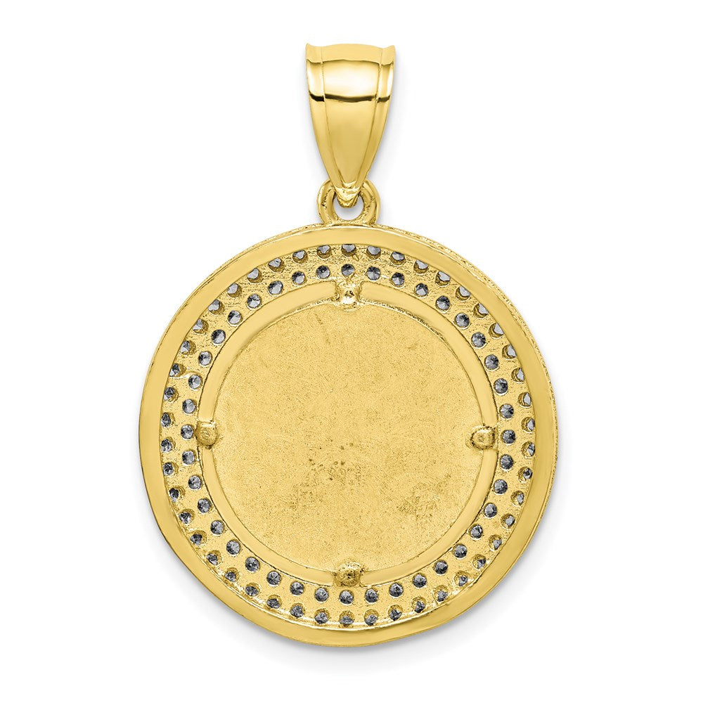 10k Yellow Gold w/Rhodium CZ Channel Edge Pave Last Supper Pendant