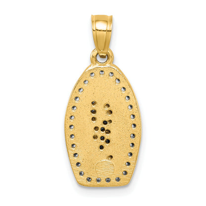 10k Yellow w/Rhodium 10K w/Rhodium CZ Pave Lady of Guadalupe Pendant