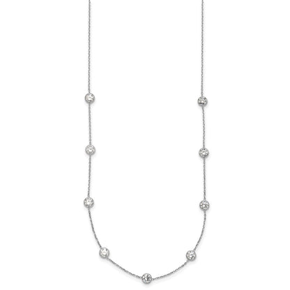 10K White Gold 10K Polished Cz 9 Station Necklace