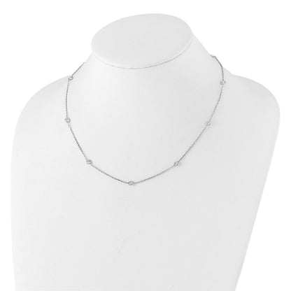 10K White Gold 10K Polished Cz 9 Station Necklace