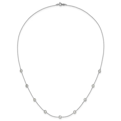 10K White Gold 10K Polished Cz 9 Station Necklace