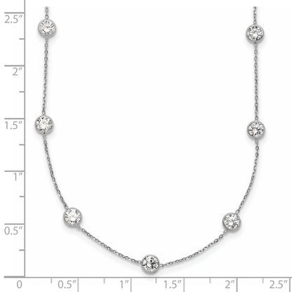 10K White Gold 10K Polished Cz 9 Station Necklace