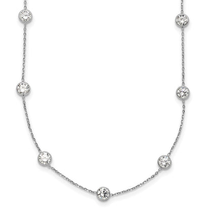 10K White Gold 10K Polished Cz 9 Station Necklace