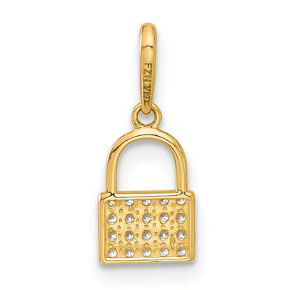 10K Yellow Gold 10K Polished Cz Lock Charm