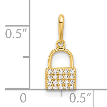 10K Yellow Gold 10K Polished Cz Lock Charm