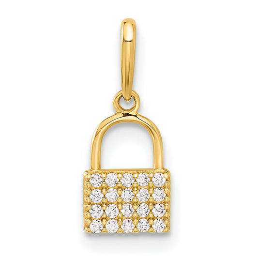 10K Yellow Gold 10K Polished Cz Lock Charm