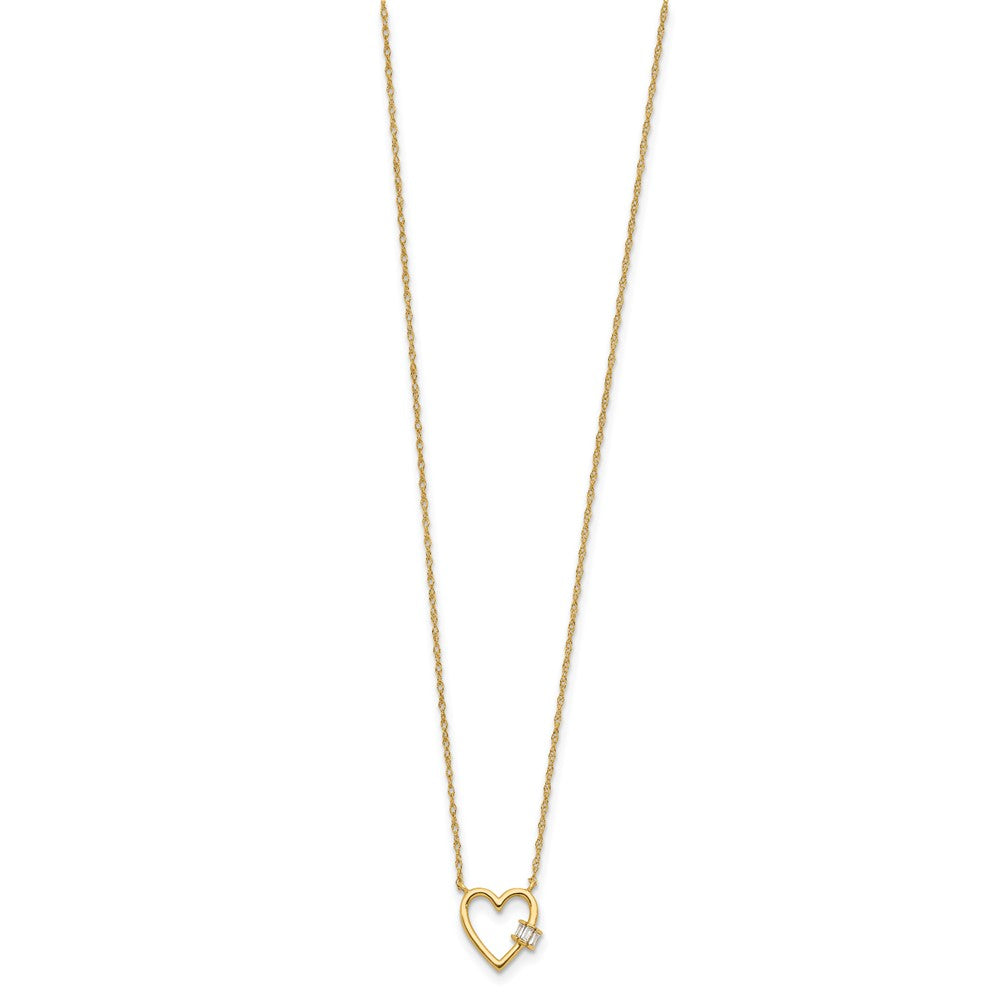 10K Yellow Gold 10K Polished Cz Heart Necklace
