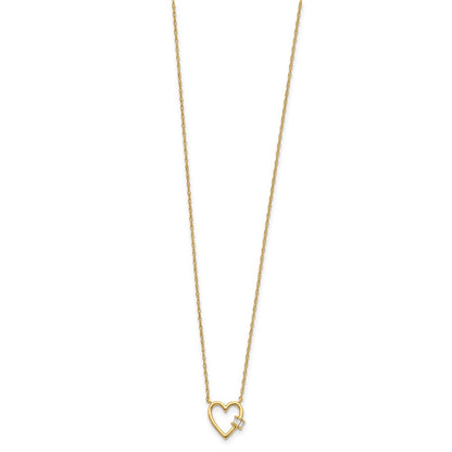 10K Yellow Gold 10K Polished Cz Heart Necklace