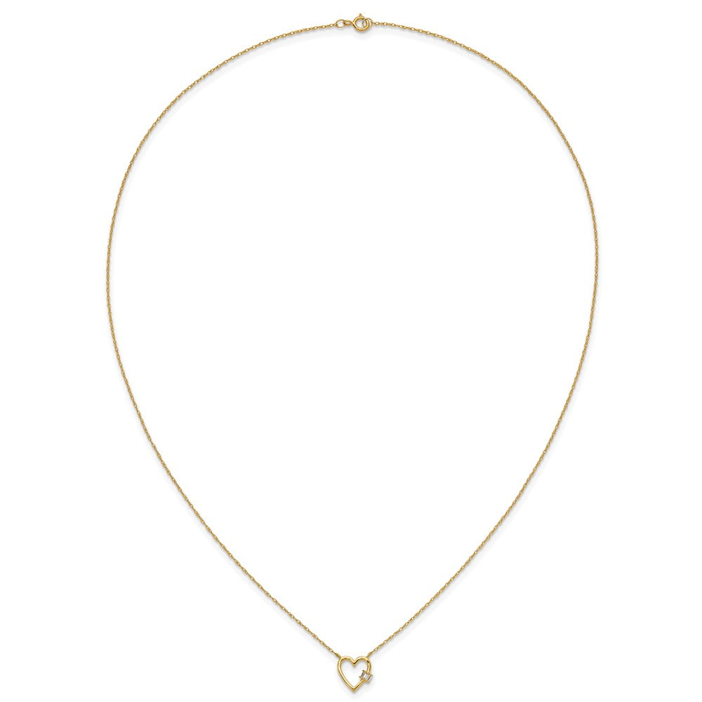 10K Yellow Gold 10K Polished Cz Heart Necklace