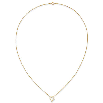 10K Yellow Gold 10K Polished Cz Heart Necklace
