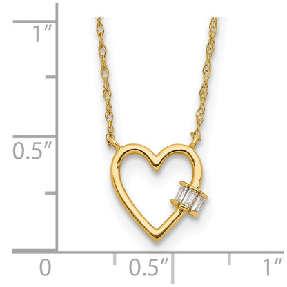 10K Yellow Gold 10K Polished Cz Heart Necklace