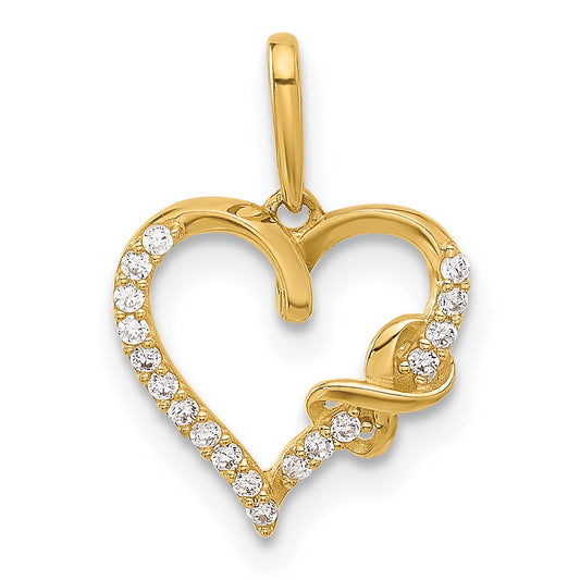 10K Yellow Gold 10K Polished Cz Infinity On Heart Charm