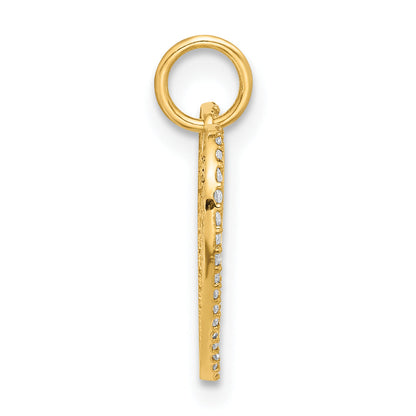 10K Yellow Gold 10K Polished Clear & Red Cz Heart Charm