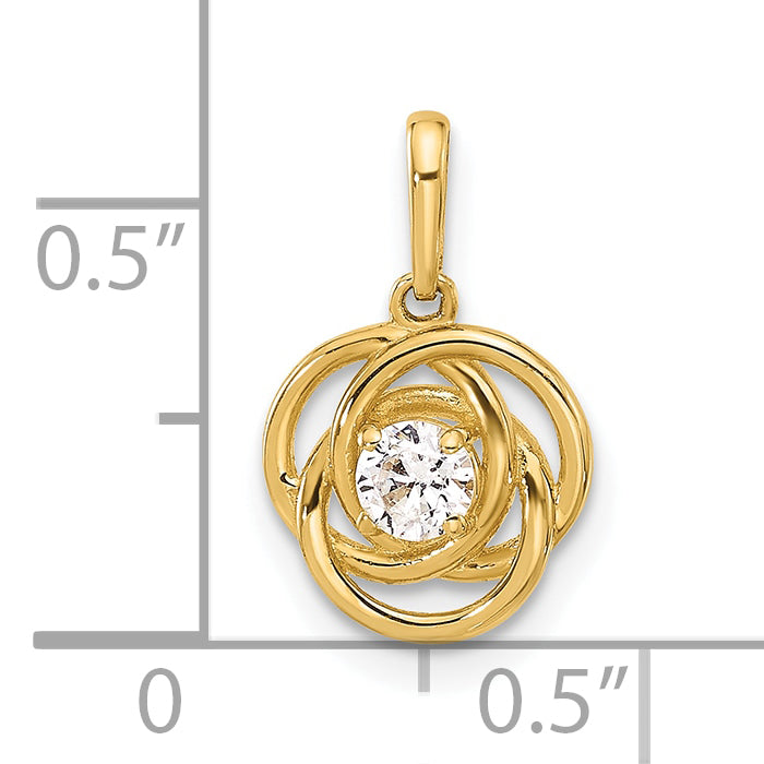 10K Yellow Gold 10K Polished Cz Love Knot Charm