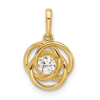 10K Yellow Gold 10K Polished Cz Love Knot Charm