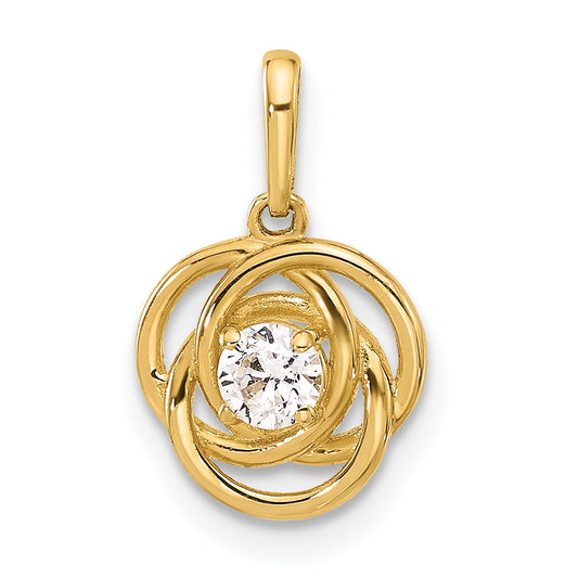 10K Yellow Gold 10K Polished Cz Love Knot Charm