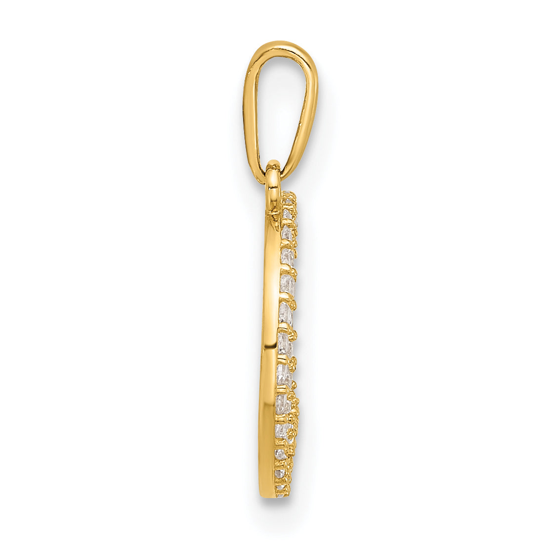 10K Yellow Gold 10K Polished Clear Cz Moon And Stars Charm