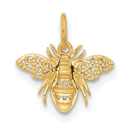 10K Yellow Gold 10K Polished Clear Cz Bee Charm